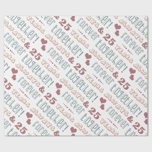 Papier Cadeau 25e anniversaire du Mariage mignon (Plat)
