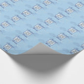 Papier Cadeau 25e anniversaire en bleu et argent (Coin)