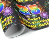 Papier Cadeau 25e anniversaire : Fun Fireworks, Rainbow Look # " (Coin rond)
