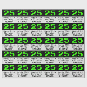 Papier Cadeau 25e anniversaire - Nerdy / Geeky Style "25" et nom