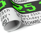 Papier Cadeau 25e anniversaire - Nerdy / Geeky Style "25" et nom (Coin rond)