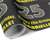 Papier Cadeau 25e anniversaire : Nom et Faux Motif de grains de  (Coin rond)