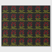 Papier Cadeau 25ème anniversaire : Rouge Digital Horloge Style " (Plat)
