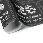 Papier Cadeau 26e anniversaire : Art Déco Inspiré Look "26" avec (Coin rond)