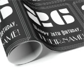 Papier Cadeau 26e anniversaire : Art Déco Inspiré Look "26" & No (Coin rond)
