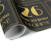 Papier Cadeau 26e anniversaire ~ Art Déco Inspiré Look "26", Nom (Coin rond)