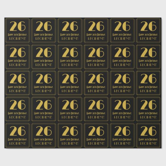 Papier Cadeau 26e anniversaire ~ Art Déco Inspiré Look "26", Nom (Couture)