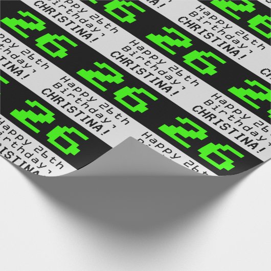 Papier Cadeau 26e anniversaire - Nerdy / Geeky Style "26" et nom (Coin)
