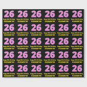 Papier Cadeau 26e anniversaire : Pink Stripes and Hearts "26" +  (Plat)
