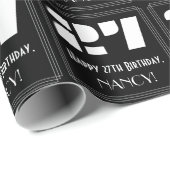 Papier Cadeau 27e anniversaire : Art Déco Inspiré Look "27" & No (Coin rond)