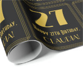Papier Cadeau 27e anniversaire ~ Art Déco Inspiré Look "27", Nom (Coin rond)