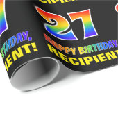 Papier Cadeau 27e anniversaire : Bold, amusant, simple, arc-en-c (Coin rond)