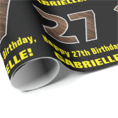 Papier Cadeau 27e anniversaire : Nom et Faux Motif de grains de  (Coin rond)