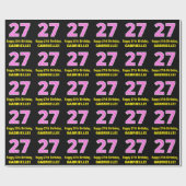 Papier Cadeau 27ème anniversaire : Pink Stripes and Hearts "27"  (Plat)