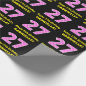 Papier Cadeau 27ème anniversaire : Pink Stripes and Hearts "27"  (Coin)