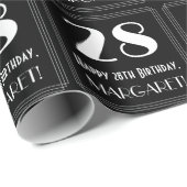 Papier Cadeau 28e anniversaire - Art Déco Inspiré Look "28", Nom (Coin rond)