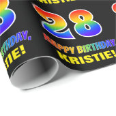 Papier Cadeau 28e anniversaire : Bold, amusant, simple, arc-en-c (Coin rond)