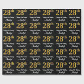 Papier Cadeau 28e anniversaire : Elégant luxe Faux Gold Look # (Plat)