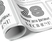 Papier Cadeau 28ème anniversaire : Art Déco Style inspiré "28" + (Coin rond)