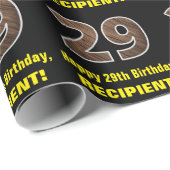 Papier Cadeau 29e anniversaire : Nom et Faux Motif de grains de  (Coin rond)