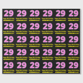 Papier Cadeau 29e anniversaire : Pink Stripes and Hearts "29" +  (Plat)