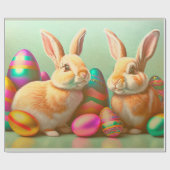 Papier Cadeau 2 Collecte De Lapin Et D'Oeufs De Pâques (Plat)