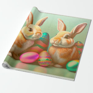 Papier Cadeau 2 Collecte De Lapin Et D'Oeufs De Pâques