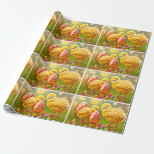 Papier Cadeau 2 Collection Pâques De Poulet D'Oeufs
