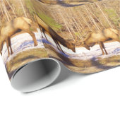 Papier Cadeau 2~ deux Bull Elk dans la neige (Coin rond)