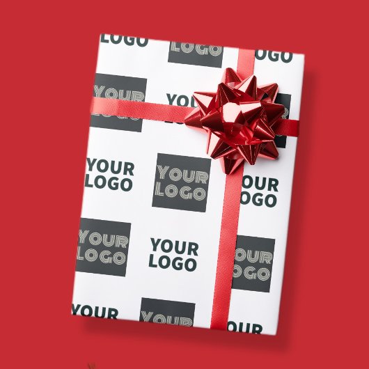 Papier Cadeau 2 Logos Simple Logo Répétitif | Blanc
