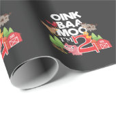 Papier Cadeau 2e Anniversaire Animal de ferme 2 ans (Coin rond)