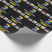 Papier Cadeau 2e anniversaire : Arc-en-ciel "2"; photos et nom p (Coin)