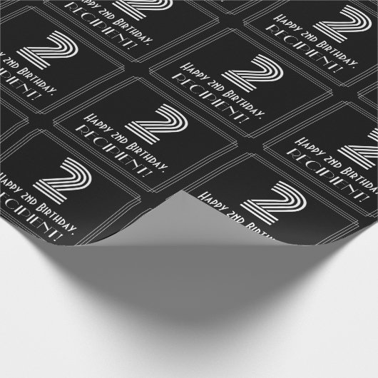 Papier Cadeau 2e anniversaire : Art Déco inspiré Look "2" avec n (Coin)