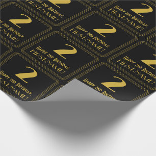 Papier Cadeau 2e anniversaire ~ Art Déco Inspiré Look "2", Nom