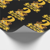 Papier Cadeau 2e anniversaire Camion de construction noir et jau (Coin)