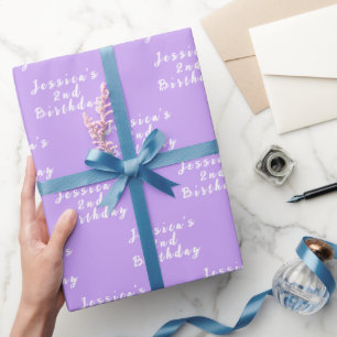 Papier Cadeau 2e anniversaire Mignonne Fille Violet Simple Viole