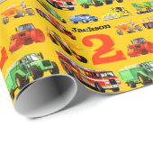 Papier Cadeau 2ème anniversaire de grand camion (Coin rond)