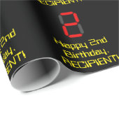 Papier Cadeau 2ème anniversaire : Rouge Digital Horloge Style "2 (Coin rond)