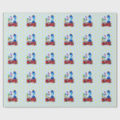 Papier Cadeau 2ème Camion de pompiers de rouge d'anniversaire (Plat)