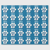 Papier Cadeau 2ème Empreintes de pattes BLEUS nommés faits sur (Plat)