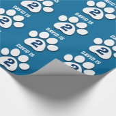 Papier Cadeau 2ème Empreintes de pattes BLEUS nommés faits sur (Coin)