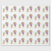 Papier Cadeau 2ème fille heureuse d'anniversaire (fée rose de (Plat)
