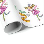 Papier Cadeau 2ème fille heureuse d'anniversaire (fée rose de (Coin rond)