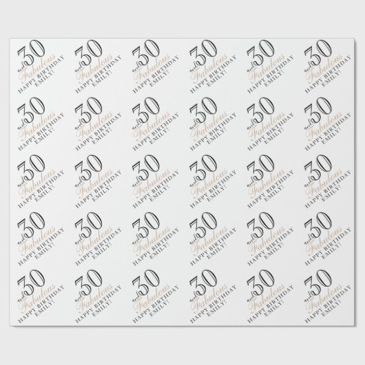Papier Cadeau 30 et fabuleux Élégant Script 30e anniversaire (Plat)
