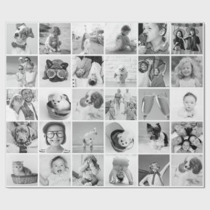 Papier Cadeau 30 photos personnalisées Famille moderne et anima