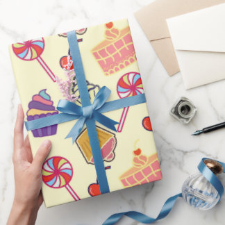 Papier Cadeau 30 pouces x 60 pieds Cupcakes & Lollypops à motifs