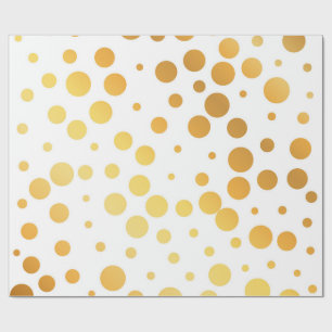 Papier Cadeau 30 pouces x 60 pieds Golden Polka Matte