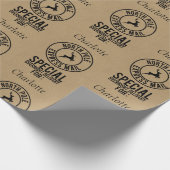 Papier Cadeau 30"x15" Kraft Black Name Pôle Nord De Père Noël (Coin)