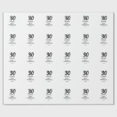 Papier Cadeau 30e anniversaire ajouter nom date année noir (Plat)