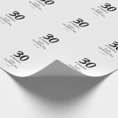 Papier Cadeau 30e anniversaire ajouter nom date année noir (Coin)